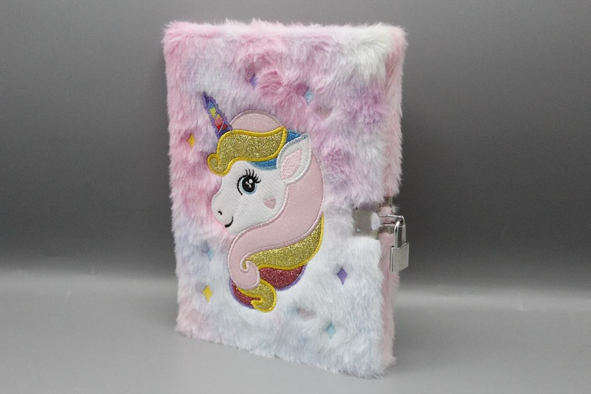 Unicorn-Fur-Notebook-Diary-With-Lock-Multicolor-3265L