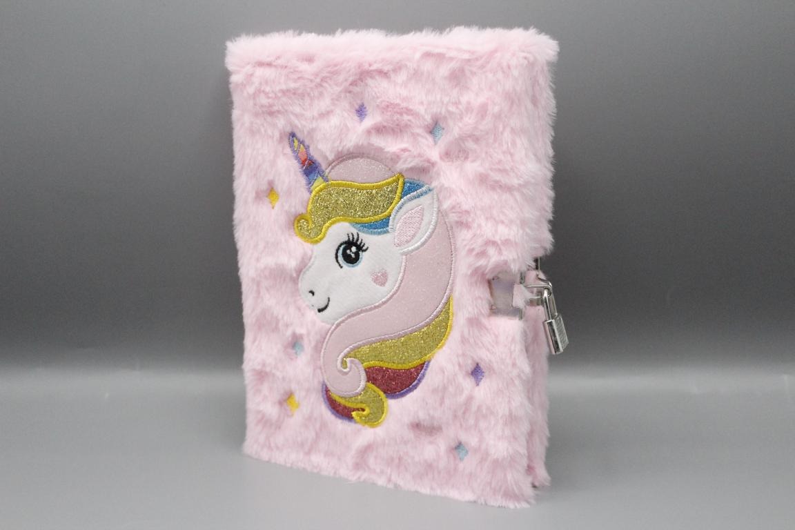 Unicorn-Fur-Notebook-Diary-With-Lock-Pink-3265L