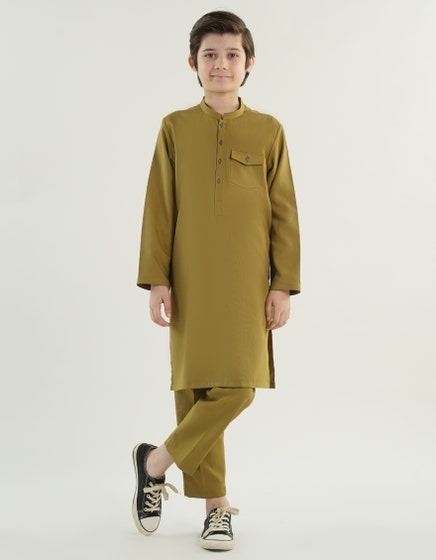 OLIVE-GREEN-BLENDED-KURTA-PAJAMA-JCKP-A-46483
