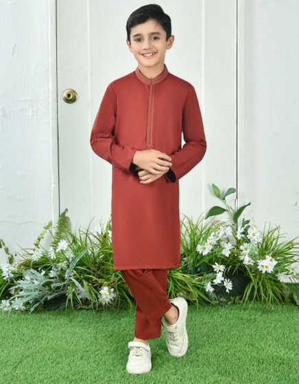 RED-BLENDED-KURTA-PAJAMA-JCKP-A-39054
