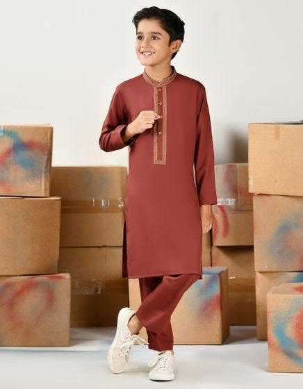 RUST-BROWN-BLENDED-KURTA-PAJAMA-JCKP-A-46392
