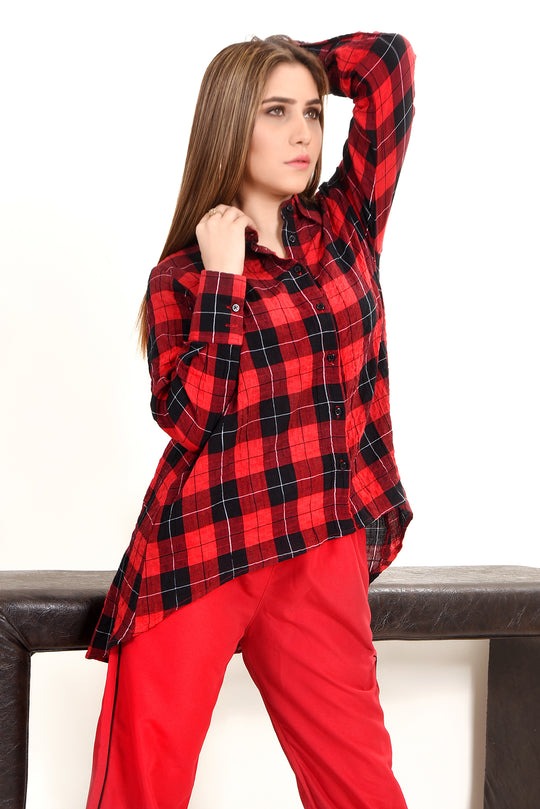 LDS-6490-WESTERN-SHIRT-CASUAL-RED-CHECK