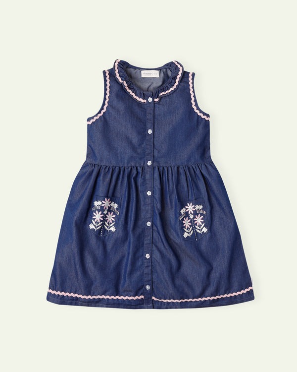 Floral-Embroidered-Denim-Dress
