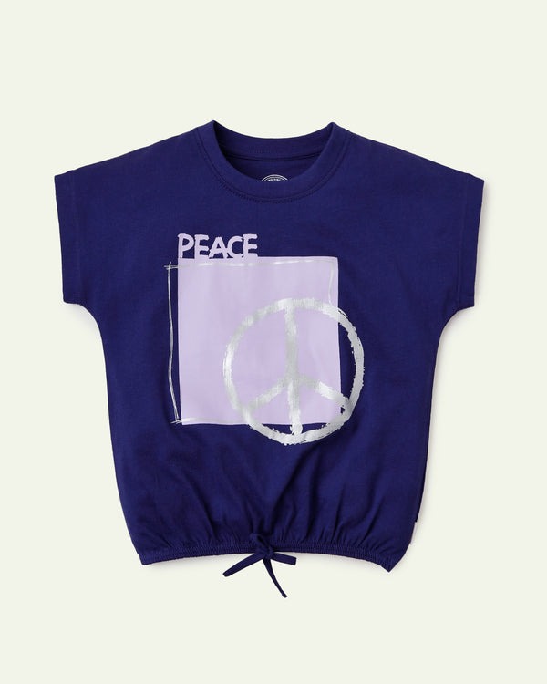 Peace-Navy-Blue-Drop-Shoulder-T-Shirt
