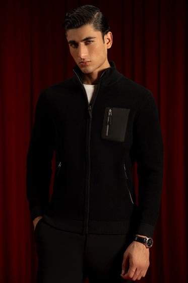 BLACK-NYLON-CARDIGAN-ZIPPER-REECE-CC-SWT-0021
