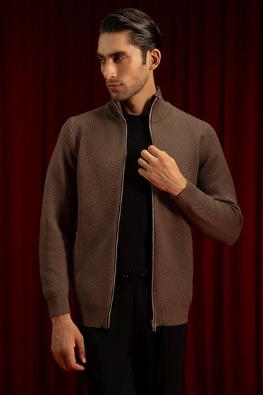 BROWN-GAUGE-CARDIGAN-ZIPPER-CC-SWT-0019
