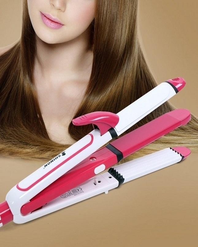 Shinon SH-8088 - Hair Straightner - 3 in 1 - Pink & White