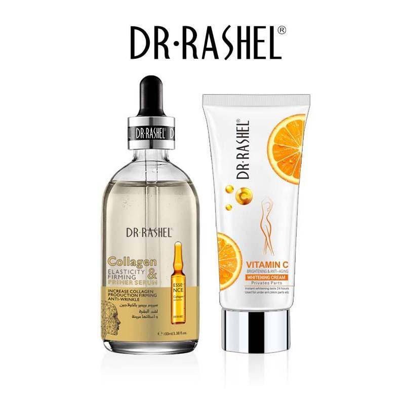 Dr.Rashel Collagen Elasticity & Firming Primer Serum + Vitamin C Whitening Cream for Private Parts - Pack of 2