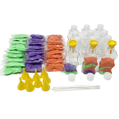BOLEY (12-Piece) Colored Sand Art Kit - Sand Art Bottles Arts And Crafts Party Set For Kids - Great Art Set For Teachers , Birthday Parties And More