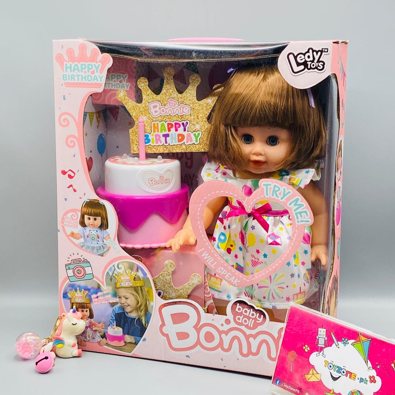 Baby bonnie doll with birthday cake-TZP1