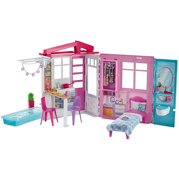 Barbie dollhouse portable 1-story playset with pool