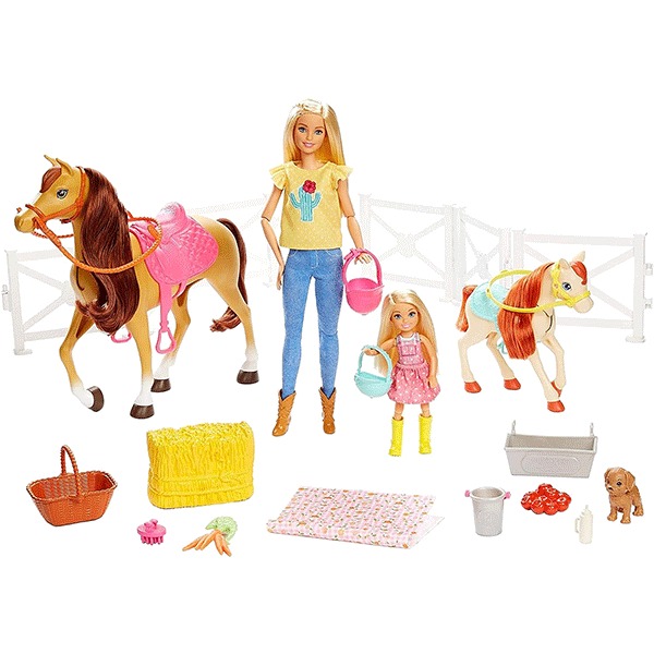 Hugs 'N' horses playset with barbie and chelsea dolls