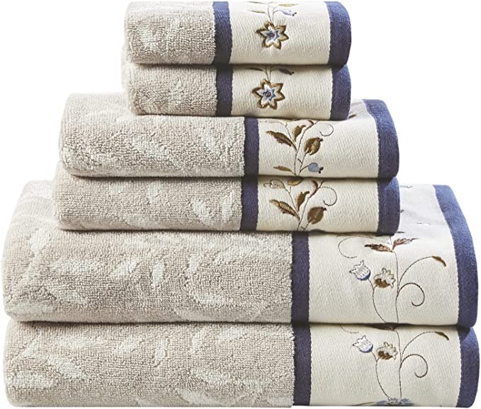 Beige - Embroidered Towel Set