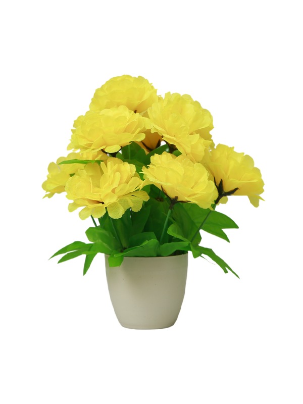 Round-pot-planter-Yellow-flowers
