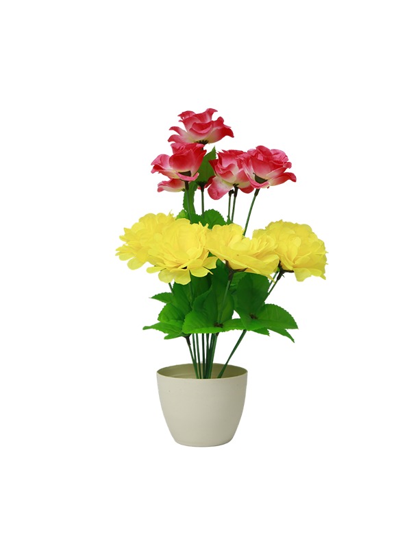 Spring-Pot-Planter-Yellow-and-pink-flowers
