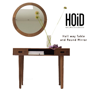 Chic! 2- drawer Hall way Console with Round Mirror