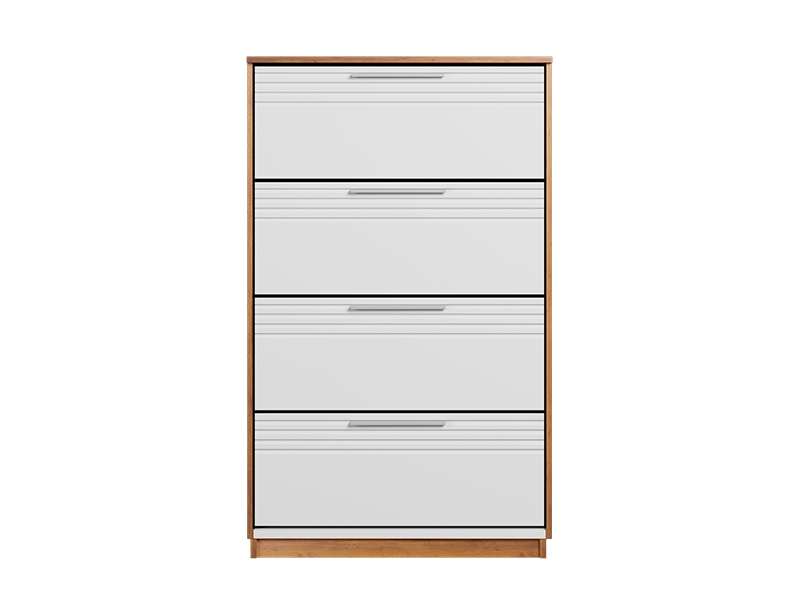 Fresco Shoe Cabinet With Four Racks In Teak And White Colour