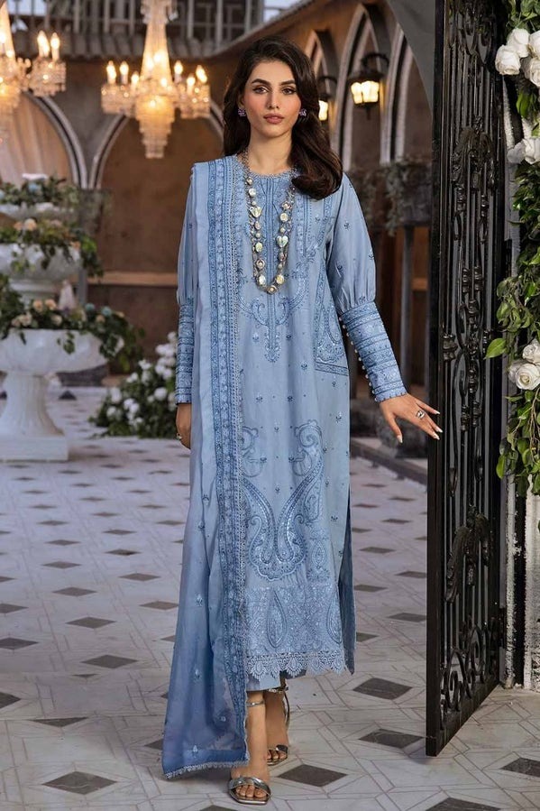 3PC-Embroidered-Lawn-Unstitched-Suit-with-Embroidered-Printed-Chiffon-Dupatta-PM-42027