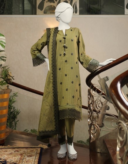 GREEN-TEXTURED-STITCHED-3PC-JLAWN-S-24-148
