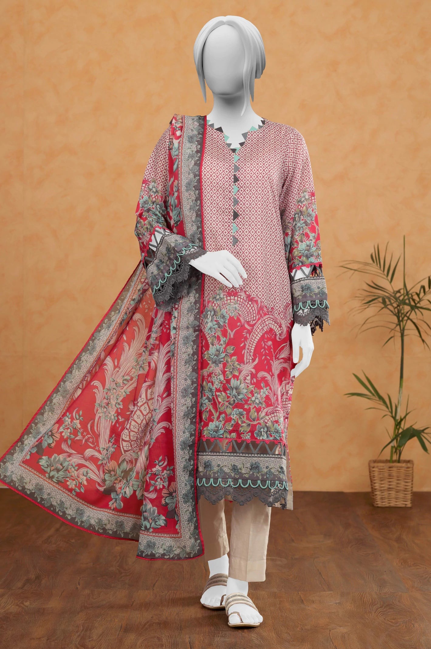 Pink-Printed-3PC-Unstitched