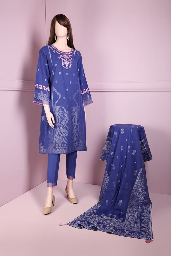 Unstitched-Jacquard-Cotton-Embroidered-2-Piece-Shirt-Dupatta
