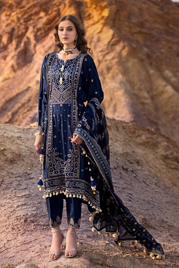 Unstitched-Suit-with-Gold-Lacquer-Printed-Chiffon-Dupatta-BM-42006