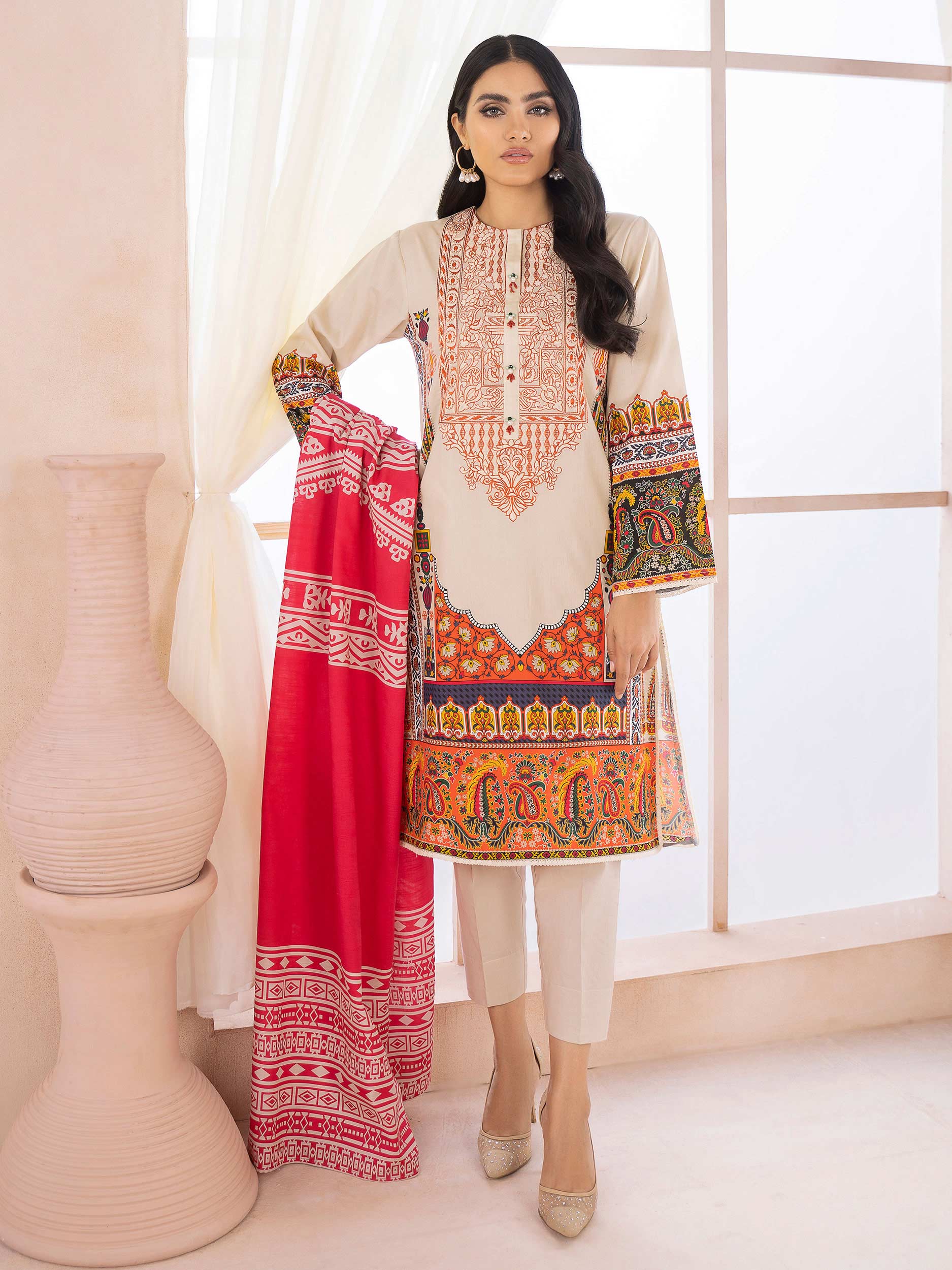 3 PIECE EMBROIDERED WINTER COTTON SUIT