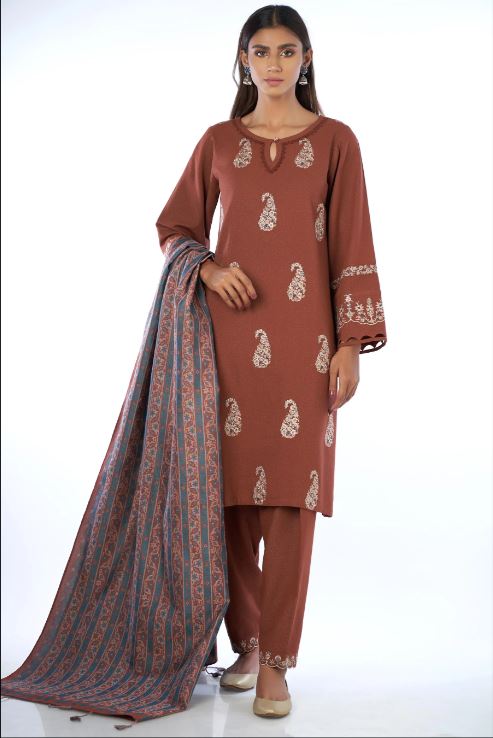 Unstitched-3-Piece-Embroidered-Karandi-with-Shawl-Suit
