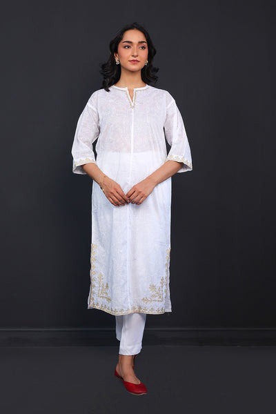 Kausar-Applique-Kurta-S24C5145-White-8