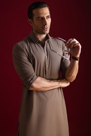 BUDAPEST-KHAKI-BLENDED-KAMEEZ-SHALWAR
