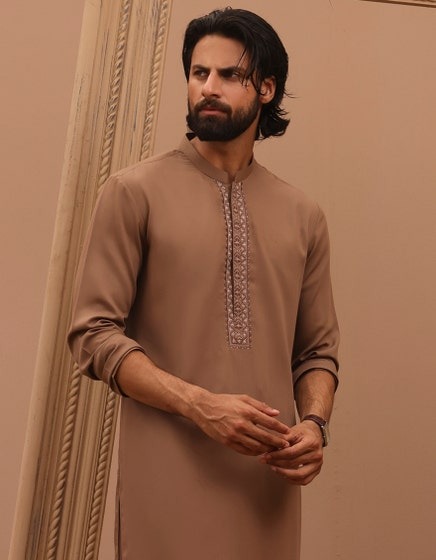 CAMEL-BROWN-BLENDED-KAMEEZ-SHALWAR-JJKS-A-34770
