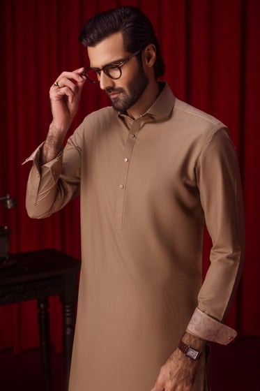 SANTA-MONICA-KHAKI-BLENDED-KAMEEZ-SHALWAR
