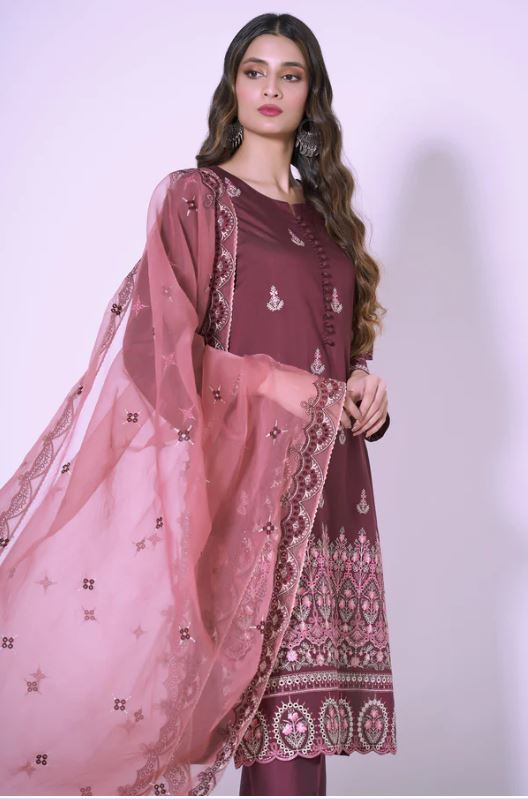 3-Piece-Unstitched-Embroidered-Cotton-silk-Suit
