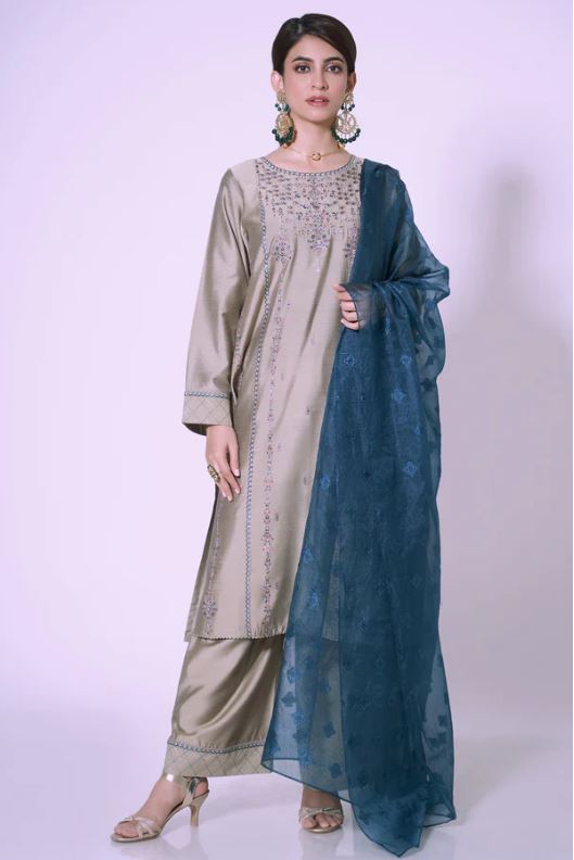 Stitched-3-Piece-Cotton-Silk-Embroidered-Outfit
