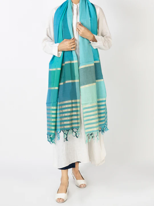 TEAL-SILK-WOMEN-STOLE-ALCR-ST-1054