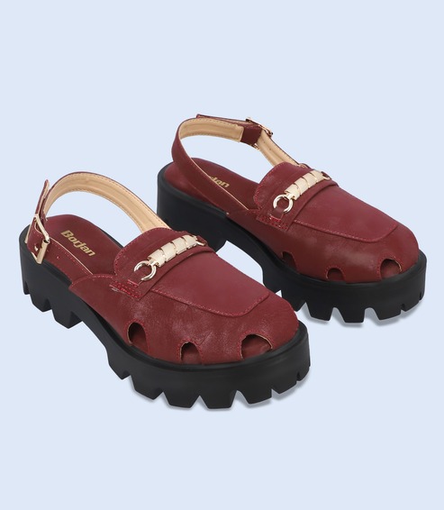 BW9561-MAROON-Women-Platform-Sandals