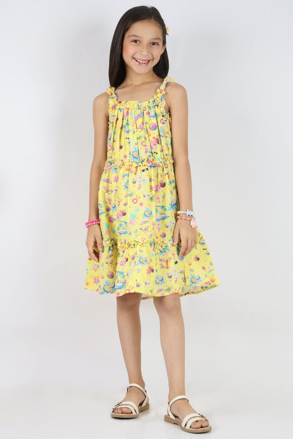 Cotton-Dobby-Stitched-Tier-Panel-Dress-With-Ruffled-Straps