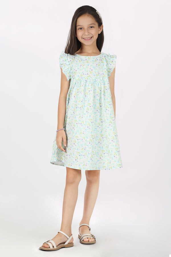 Stitched-Cotton-Dobby-Printed-Bib-Collar-A-Line-Ddress-55104