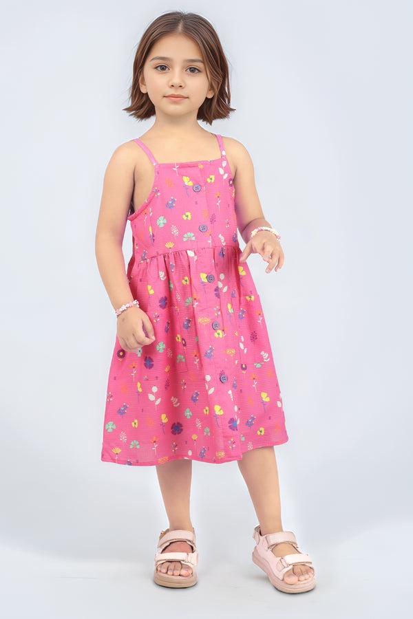 Stitched-Cotton-Dobby-Printed-Sleeveless-Floral-Strap-Dress