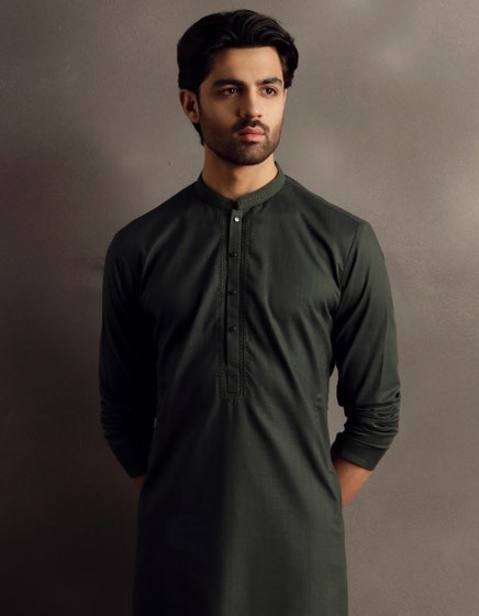 DARK-GREEN-COTTON-KURTA-JJK-W-33042
