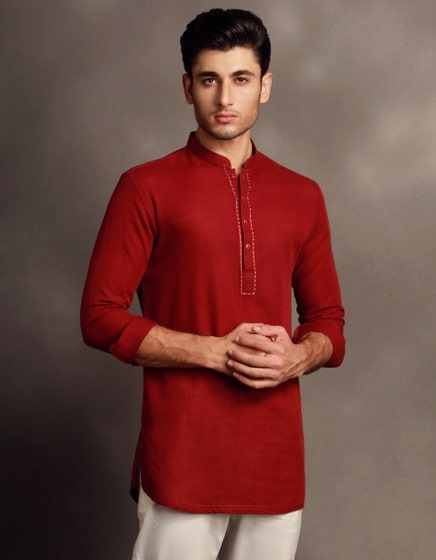 MAROON-COTTON-SHORT-KURTA-JJSHK-W-90485
