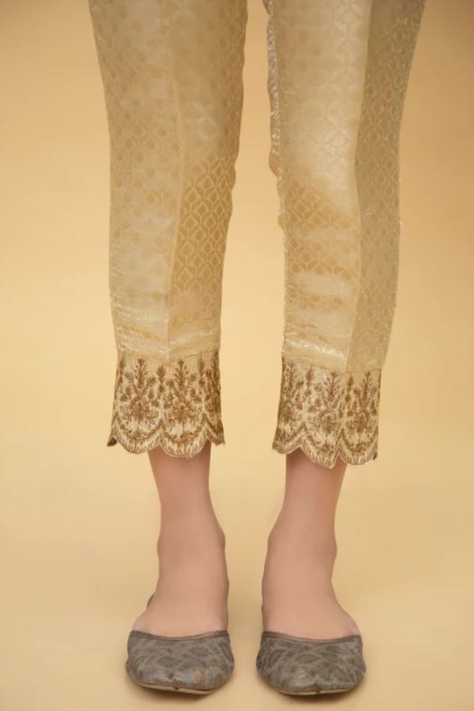 Embroidered-Jamawar-Cigarette-Pants-Gold