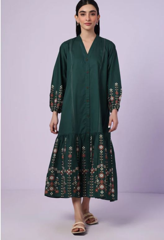 Stitched-1-Piece-Embroidered-Cambric-Long-Dress