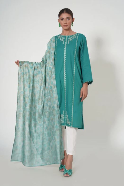 Stitched-2-Piece-Cambric-Embroidered-Suit
