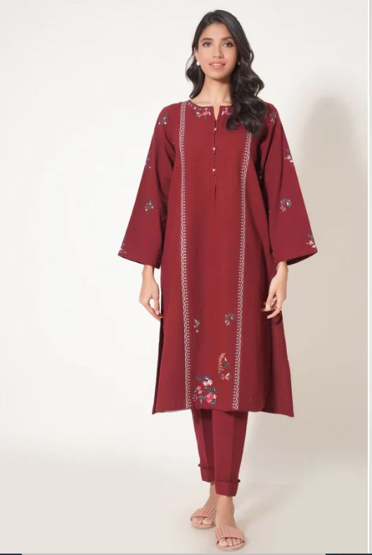 Stitched-2-Piece-Embroidered-Rustic-Khaddar-Suit