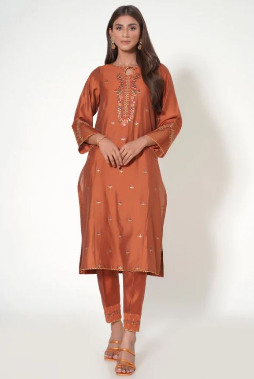 Stitched-2-Piece-Embroidered-Zari-Cotton-Silk-Outfit
