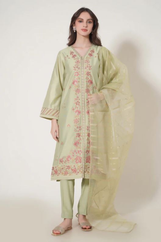 Stitched-3-Piece-Embroidered-Cotton-Net-Outfit