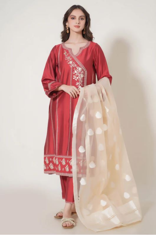 Stitched-3-Piece-Embroidered-Cotton-Silk-Suit