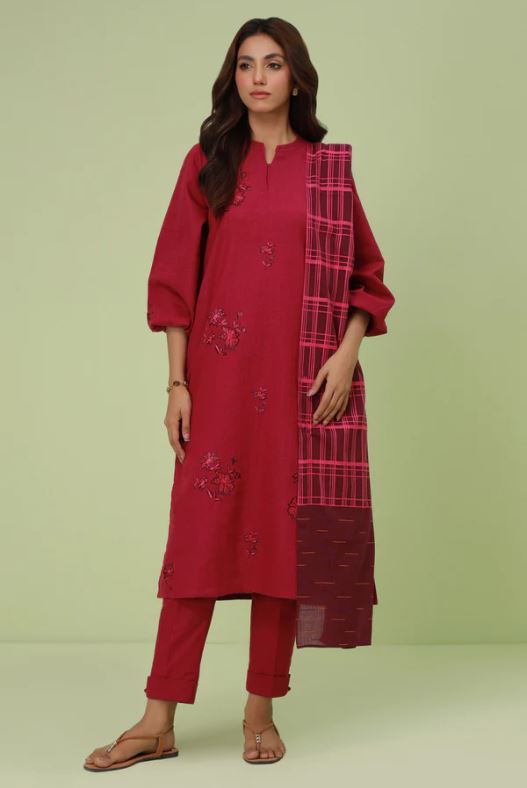 Stitched-3-Piece-Embroidered-Thai-Khaddar-Suit