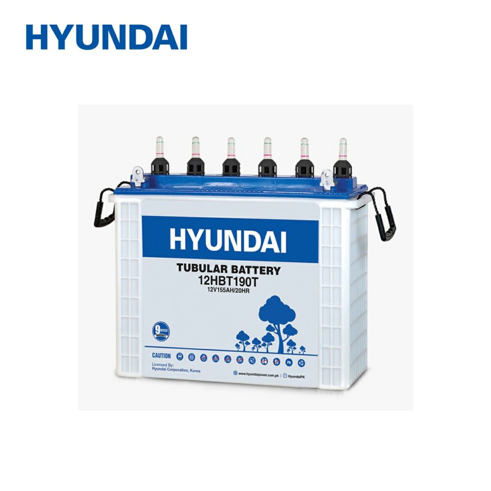 Hyundai Tubular Battery 155 Amp (12HBT190T)